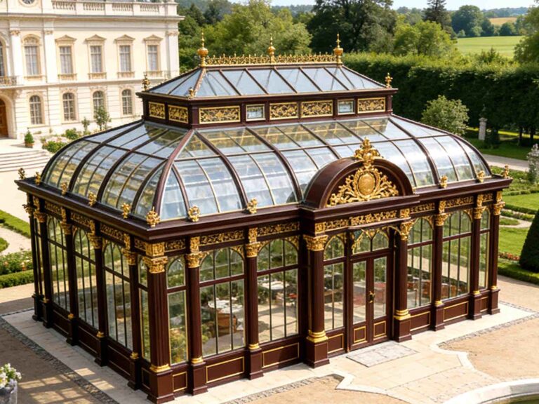 Luxury Victorian style glass greenhouse, custom Victorian greenhouse
